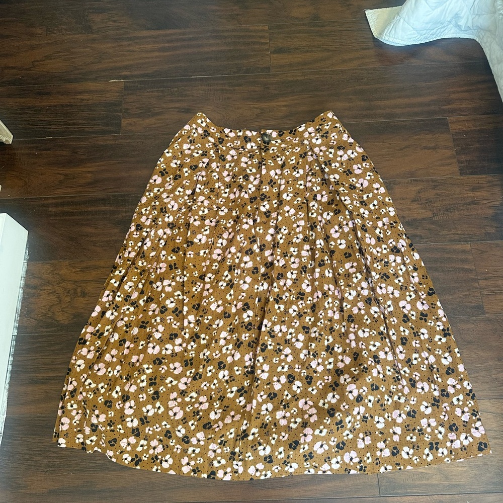 Who What Wear A-Line Skirt in Brown Floral